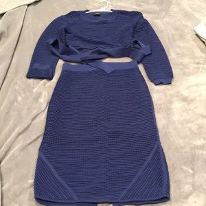 2 piece Bebe navy blue stretchy set
